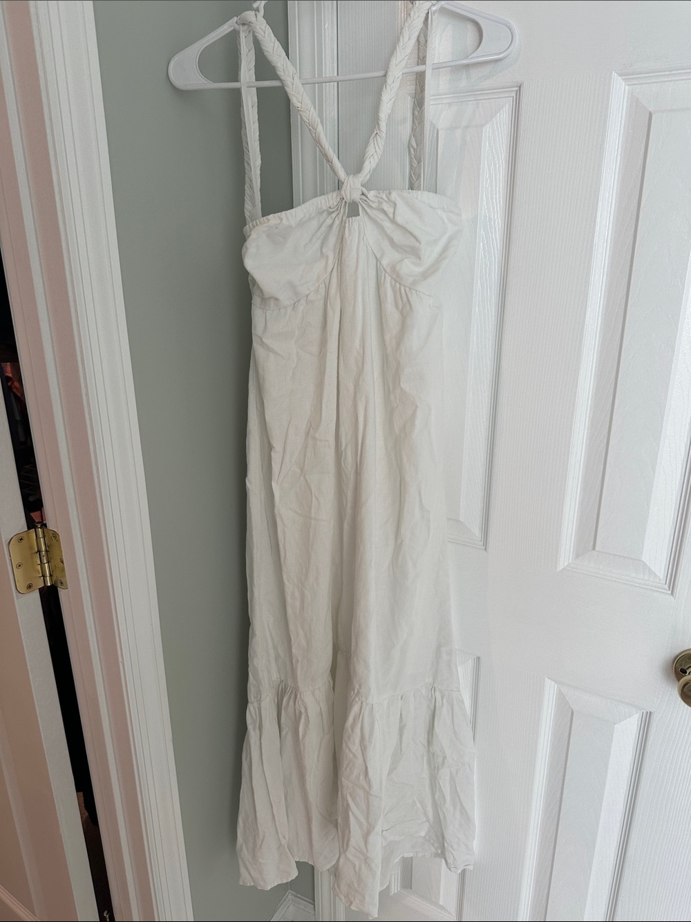 aerie White Maxi Dress with Braided Straps